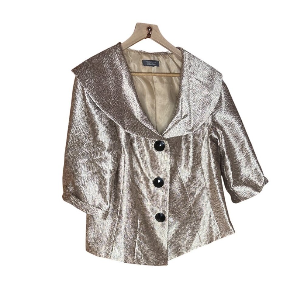 Dressbarn Woman Collection Metallic Textured Blazer 14W Polyester & Nylon Womens
